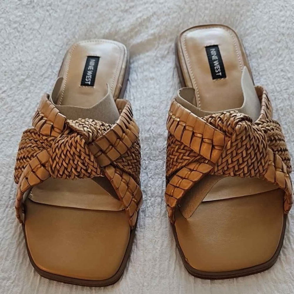 Nine West Tan Woven Leather Sandals